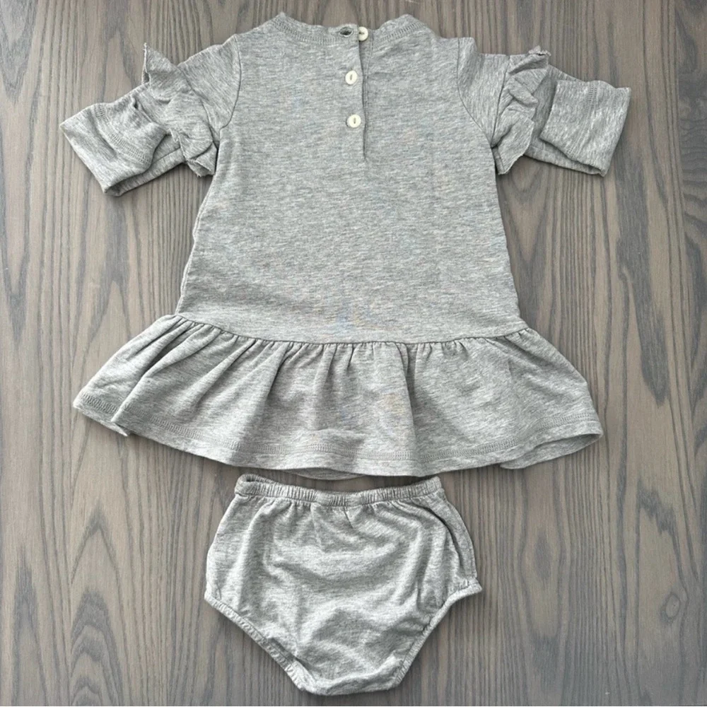 RALPH LAUREN BABY GIRL FRENCH TERRY RUFFLED DRESS